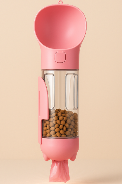 3-in-1 Portable Dog Water Bottle with Food Container & Poop Bag Holder